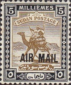 Colnect-1870-598-Postman-with-Dromedary-Camelus-dromedarius.jpg