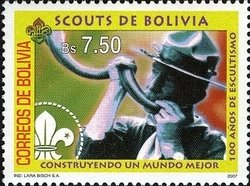 Colnect-1411-784-Baden-Powell-blowing-his-Kudu-Horn.jpg