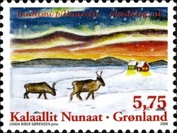 Colnect-959-229-Reindeer-Rangifer-tarandus-Winter-Landscape.jpg