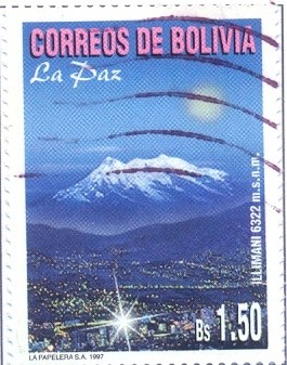 Colnect-2446-508-La-Paz-with-Illimani-mountain-6322-m.jpg