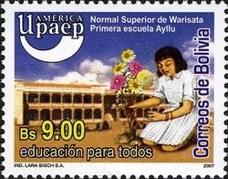 Colnect-1411-807-School-Building-Girl-with-Flowers.jpg