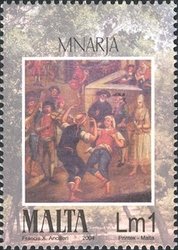 Colnect-657-571-Peasants-in-tradional-costumes-singing---dancing-Mnarja.jpg