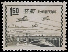Colnect-1773-507-F-84G-flying-across-the-Chung-shan-Bridge-Taipei.jpg