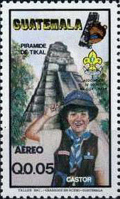Colnect-2683-598-Beaver-scout-and-Pyramid-of-Tikal.jpg