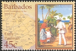 Colnect-1756-280-Map-of-Barbados-and-Early-postman.jpg