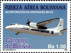 Colnect-1412-215-Incorporation-of-MA-60-Aircraft-into-the-Bolivian-Air-Force.jpg