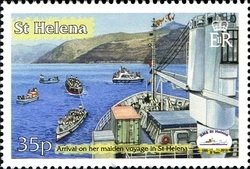Colnect-1705-713-Arrival-at-St-Helena-on-her-maiden-voyage.jpg