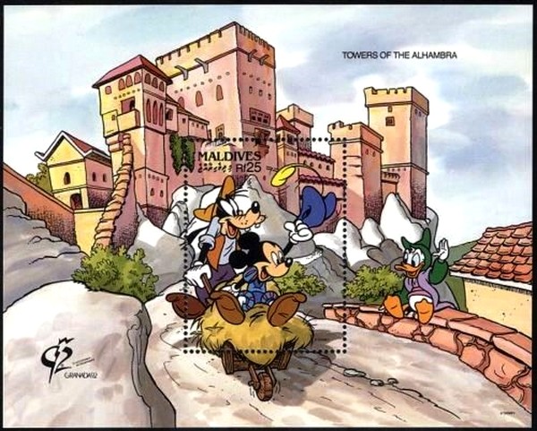 Colnect-3028-834-Goofy-and-Mickey-outside-Towers-of-the-Alhambra.jpg
