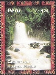 Colnect-1557-482-Machu-Picchu---Huayana-Picchu-Waterfall.jpg