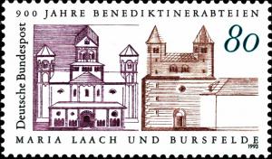 Colnect-5376-432-Abbeys-Maria-Laach-and-Bursfelde.jpg