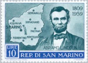 Colnect-169-893-Abraham-Lincoln-and-map-of-San-Marino.jpg