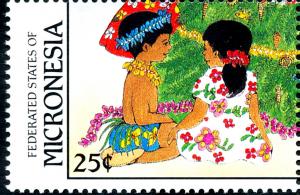 Colnect-2833-088-Boy-in-native-dress-and-girl-in-floral-dress-at-base-of-tree.jpg