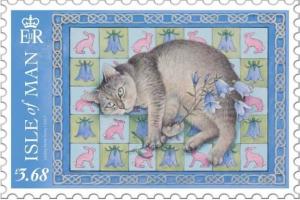 Colnect-4605-748-Manx-cat-with-Harebells-and-Rabbits-on-Harebell-Quilt.jpg