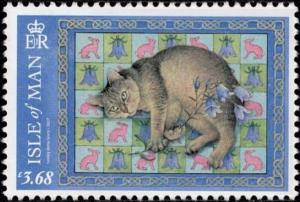 Colnect-5294-274-Manx-cat-with-Harebells-and-Rabbits-on-Harebell-Quilt.jpg