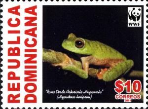 Colnect-1611-242-Hispaniolan-Green-Treefrog-Hypsiboas-heilprini.jpg