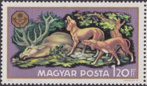 Colnect-1815-391-Felled-Stag-Cervus-elephus-and-Hunting-Dogs-Canis-lupus-f.jpg