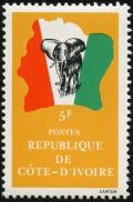 Colnect-3704-175-Elephant-in-front-of-map-of-Ivory-Coast.jpg