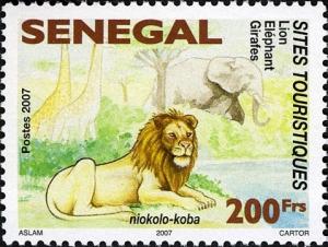 Colnect-1618-955-Lion-Panthera-leo-African-Elephant-Loxodonta-africana.jpg