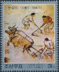 Colnect-3268-627-Paintings-with-job-motifs-by-Kim-Hong-do---Farmer-ploughing.jpg