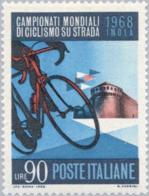 Colnect-171-699-Racing-bike-and-fortress-of-Imola.jpg