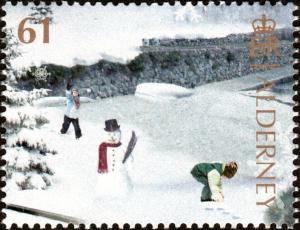 Colnect-5462-476-Snowman-and-Children-playing-at-The-Breakwater.jpg