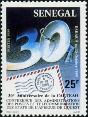 Colnect-2089-755-Number-%E2%80%9C30%E2%80%9D-and-Letter-with-Dakar-Cancellation.jpg