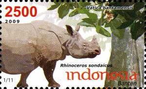 Colnect-1587-530-Javan-Rhinoceros-Rhinoceros-sondaicus-Vatica-bantamensis.jpg