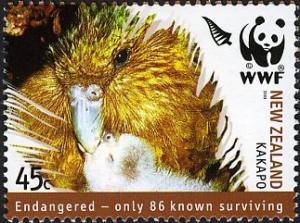 Colnect-667-502-Kakapo--Endangered---Only-86-Known-Surviving.jpg