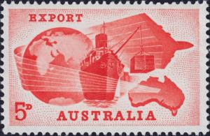 Colnect-5745-720-Ship-with-export-goods-globe-outline-of-Australia-and-jet.jpg