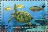 Colnect-2545-318-Bluestripe-Snapper-Blue-barred-Parrotfish-Green-Sea-Turtle.jpg