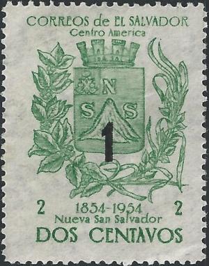 Colnect-1981-427-Coat-of-Arms-of-Nueva-San-Salvador-City-Surcharged.jpg