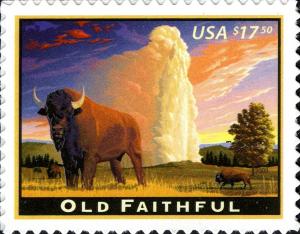 Colnect-887-664-Geyser--Old-Faithful----American-Bison-Bison-bison.jpg