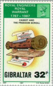 Colnect-120-514-Royal-Engineers-Royal-Warrant-1787-1987--The-Casket-and-Fre.jpg