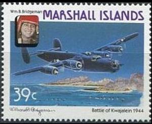Colnect-3098-430-William-Bridgeman-flying-in-the-Battle-of-Kwajalein-1944.jpg