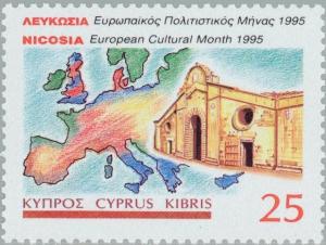 Colnect-179-431-Map-of-Europe-and-Famagusta-Gate-Nicosia.jpg