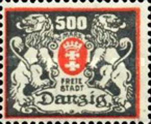 Colnect-2598-862-The-coat-of-arms-of-Danzig-with-lions.jpg