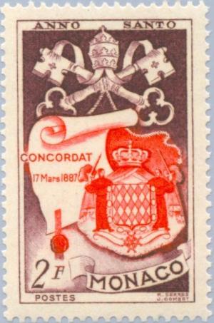 Colnect-147-555-Pontifical-insignia--Monaco-coat-of-arms--Concorte-deed.jpg