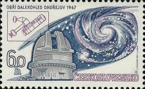Colnect-438-956-Ondrejov-Observatory-and-Galaxy.jpg