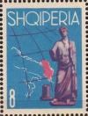 Colnect-1381-859-%E2%80%ADMap-of-Adriatic-Sea-and-Albania-and-Roman-statue.jpg