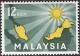 Colnect-1110-090-Map-of-Malaysia--amp--star-with-14-beams-symbolising-union.jpg