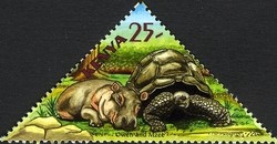 Colnect-512-561-Hippopotamus-Hippopotamus-amphibius-Aldabra-Giant-Tortois.jpg