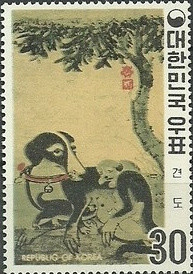 Colnect-2722-343-Dog-with-puppies-by-Yi-Am.jpg