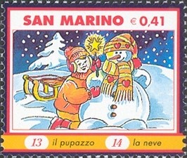 Colnect-1021-412-Boy-sled-and-snowman.jpg