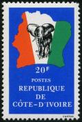 Colnect-4485-036-Elephant-in-front-of-map-of-Ivory-Coast.jpg