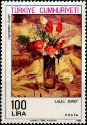 Colnect-748-206-Bouquet-with-Tulip-by-Feyhaman-Duran-1886-1970.jpg
