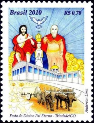 Colnect-4061-779-Holy-Trinity-Shrine-Basilica-and-Ox-Cart.jpg